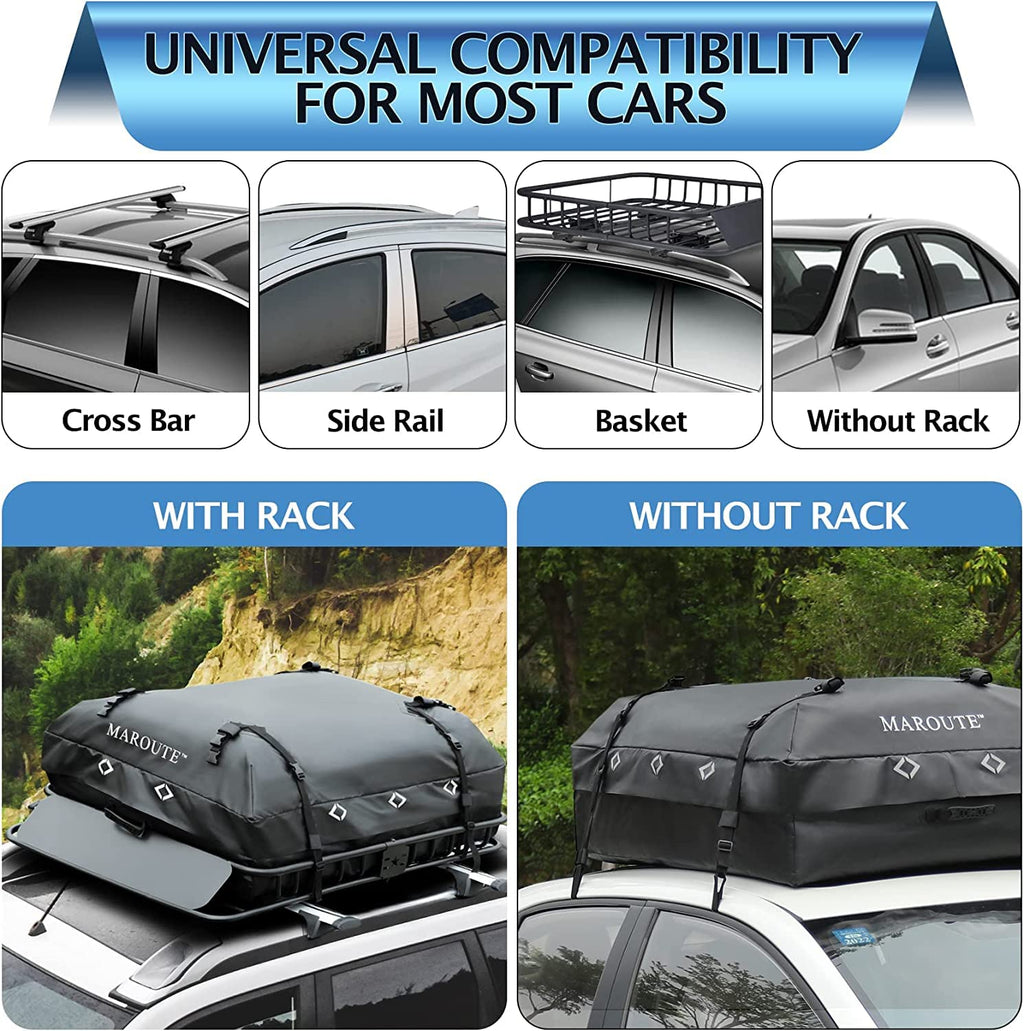 Garvee Rooftop Cargo Carrier Bag, 15 Cubic Feet Heavy Duty Waterproof Rooftop Car Bag,Fits for All Cars with/Without Rack,8 Door Hooks,Storage Bag - 15 Cubic Feet
