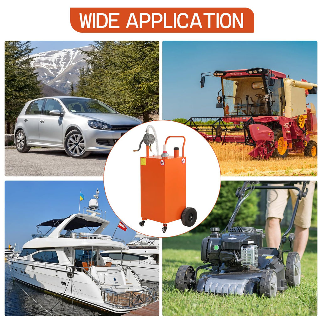 Garvee 35 Gallon Portable Oil Transfer Fluid Diesel Fuel Storage Tanks Gas Caddy Storage Diesel Kerosene Storage Containers for Boat, Atv, Car, Motorcycle Orange