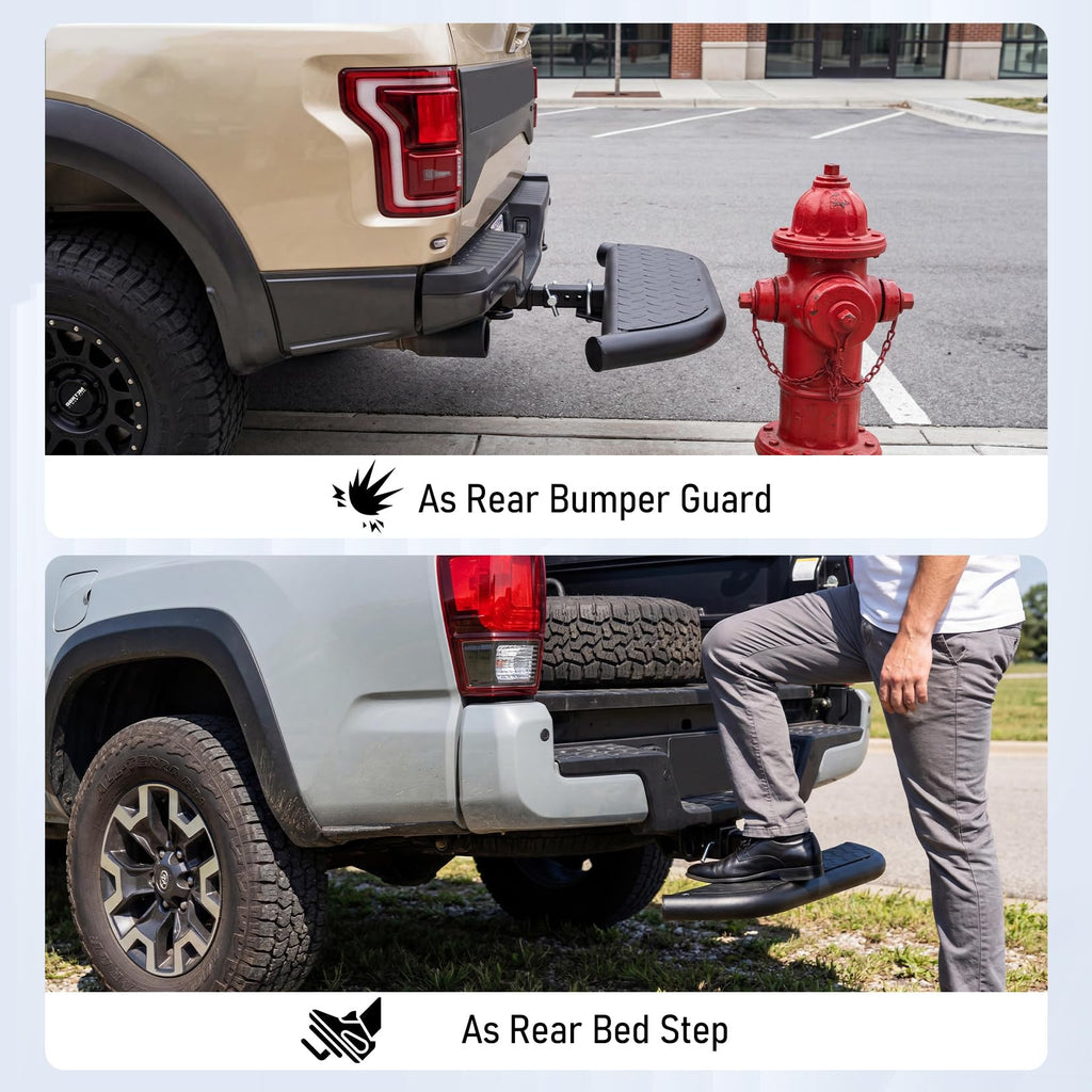 Garvee Hitch Step for 2" Receiver Heavy Duty Rear Bumper Guard with Anti-Slip Step Universal for Truck SUV Pickup Trailer Steel 350 lbs Capacity
