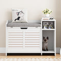 Garvee Cat Litter Box Enclosure with Cushion, Hidden Cat Litter Box Furniture, Cat Litter Box Furniture with Top Opening, Flip Top Litter Box Enclosure Cat House, White