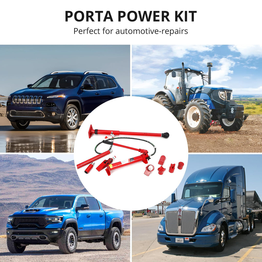 Garvee 20 Ton Porta Power Hydraulic Kit + 4.7 Ft Oil Hose + Portable Hydraulic Jack + TPU Seal + Electrostatic Powder + Auto Body Frame Repair + Construction