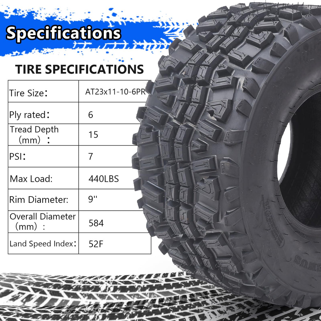 Garvee Set of 2 ATV UTV all-terrain Tires 22X8-10 4PR, Oblique Construction Non-Directional Tread Pattern QD-115, Pair of 2 UTV Tires for Suitable for Mud, Gravel, Sand, Rocky