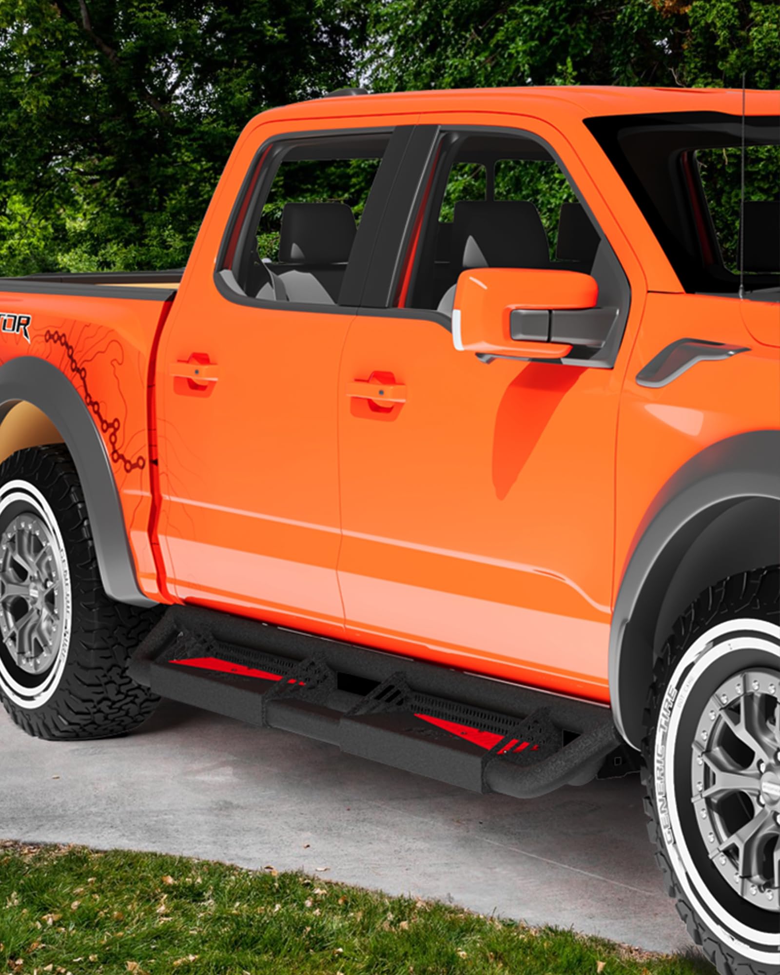 Garvee Steel Swing Bars Foot Pegs Compatible with Ford F-150 SuperCrew Cab, F-250 F-350 Super Duty 2015-2023, Durable, Easy Install, Off-Road Use