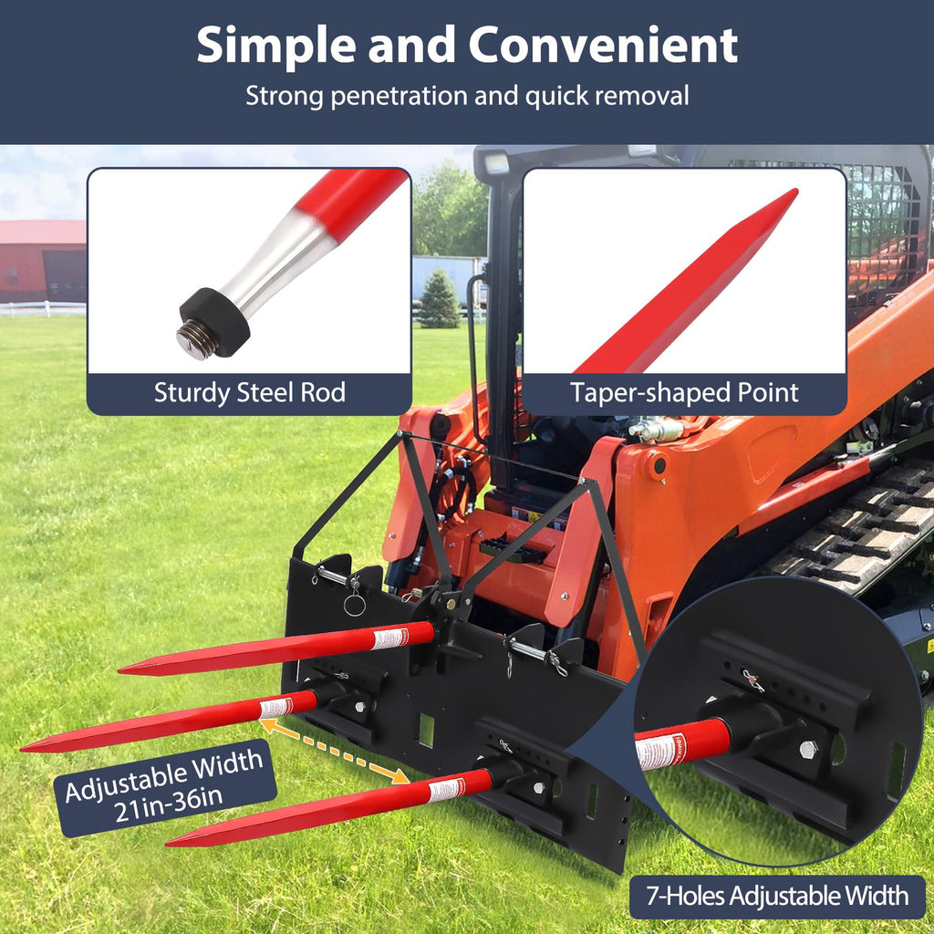 Garvee 39 Inch Hay Bale Spear 3600 lbs Quick Attach for Square Bales