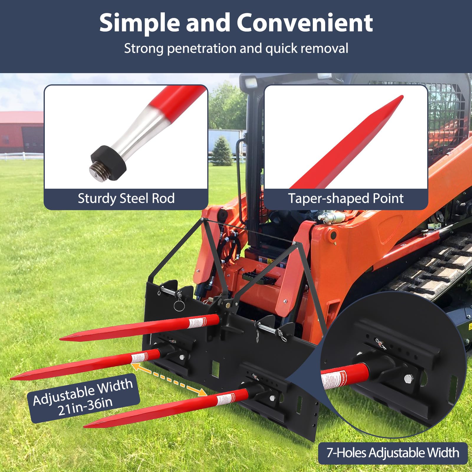 Garvee 39 Inch Hay Bale Spear 3600 lbs Quick Attach for Square Bales