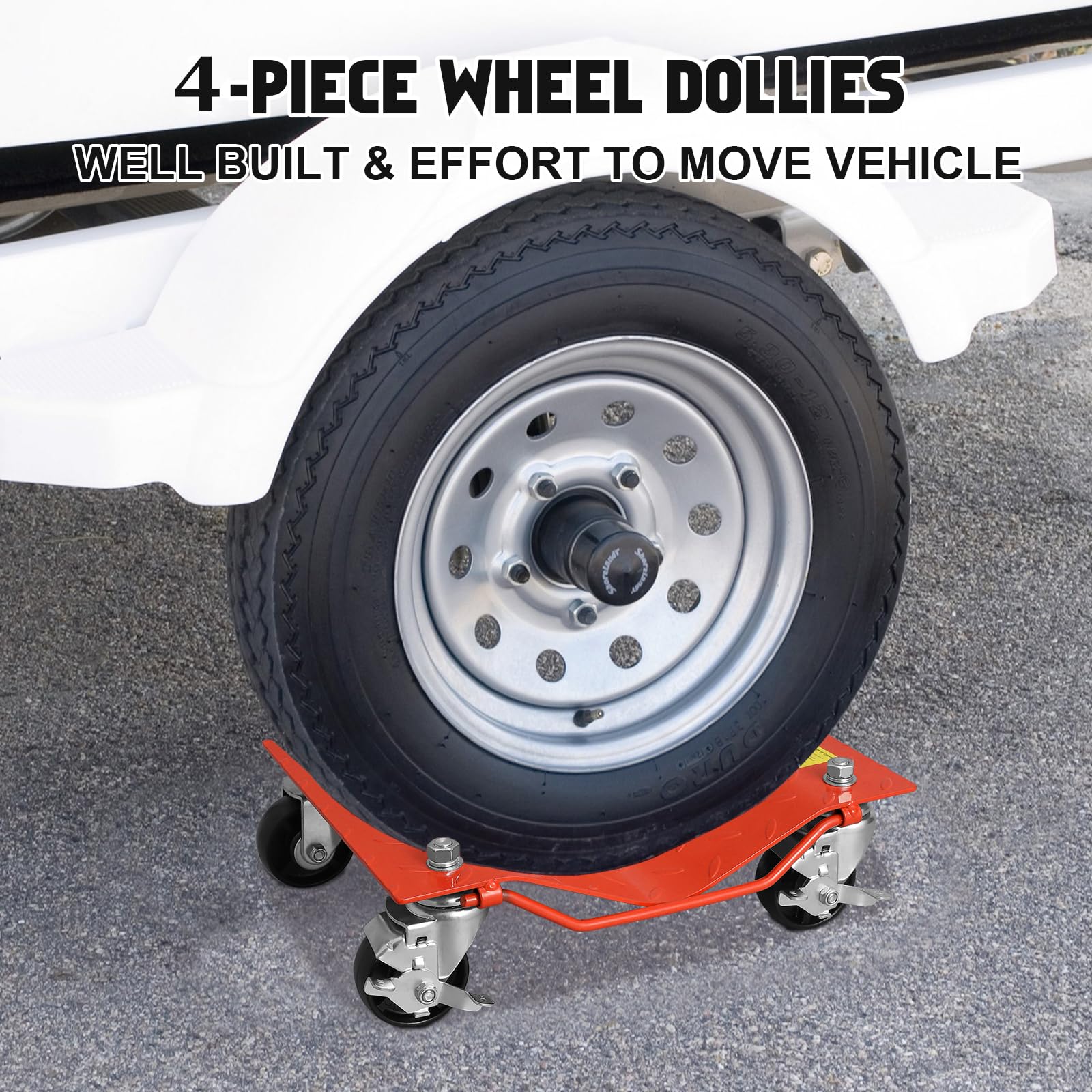 Garvee Car Dolly Set of 4 - Heavy-Duty Vehicle Wheel Dollies for Moving Cars, Motorcycles, and Trucks in Garage, 6,000 lbs Capacity, Orange