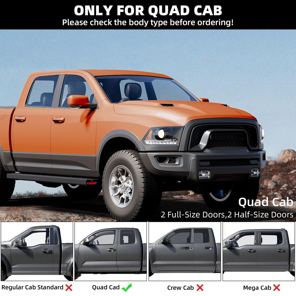 Garvee Running Boards [6.5 Inches] Compatible with 2009-2024 Ram 1500 Qaud Cab(2019-2024 Classic Only),Aluminum Side Steps Nerf Bars for 2009-2024 Ram 1500 Extended Cab