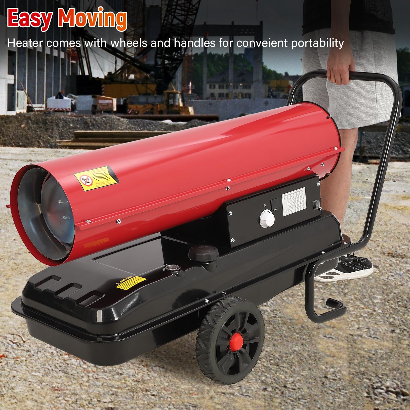 Garvee 175,000 BTU Diesel Kerosene Space Heater, 51L Fuel Tank, Adjustable Thermostat, 1100m³/h Output, for Outdoor, Indoor, Workshop, Industrial, Red