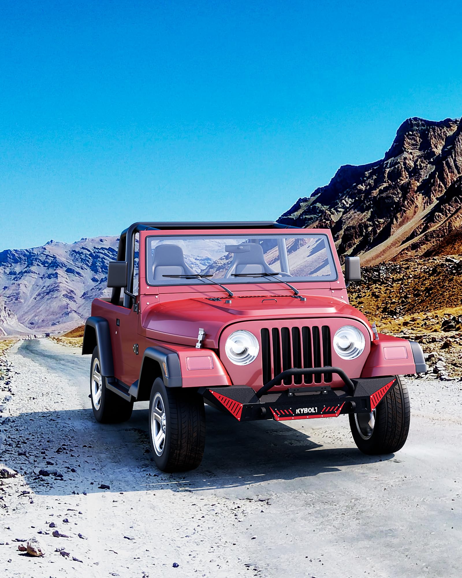 Garvee Rear Bumper Compatible for 1987-2006 Jeep Wrangler TJ & LJ & YJ, Rock Crawler with Hitch Receiver & 2 x D-Rings Paintable Armor