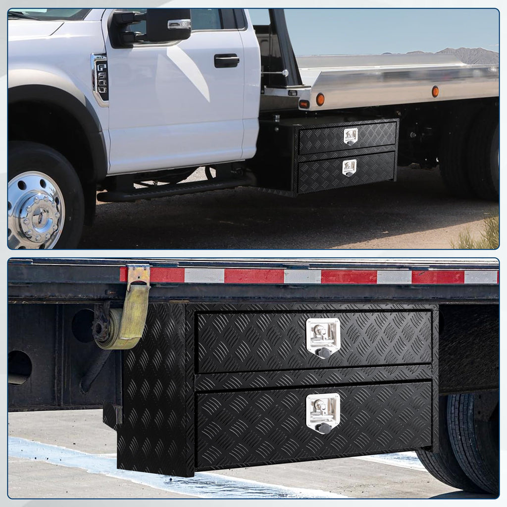 Garvee 48" Aluminum Truck Tool Box with Drawer Two-Tier Organizer for Truck Bed Tools 48x18x20 Waterproof Silver
