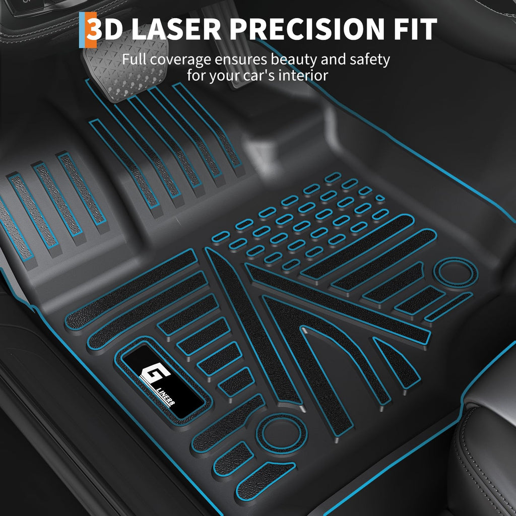 Garvee 2 TPE 3D Floor Mats for 2015-2024 Ford F-150 SuperCrew Cab, Custom Fit, All Weather, Durable, Raised Edge, Non-Slip, Black