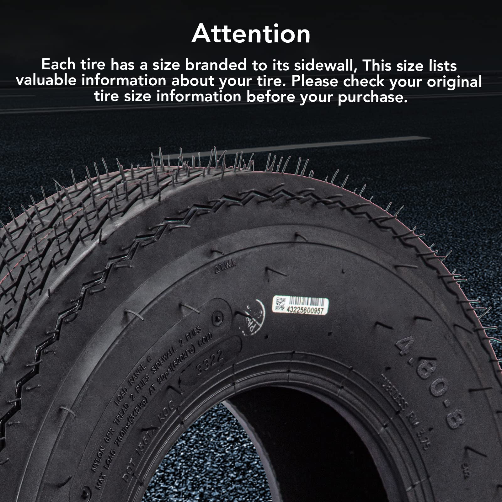 Garvee ST225/75D15 H78-15 Load C 6 PLY Trailer Tires - 2 Pack