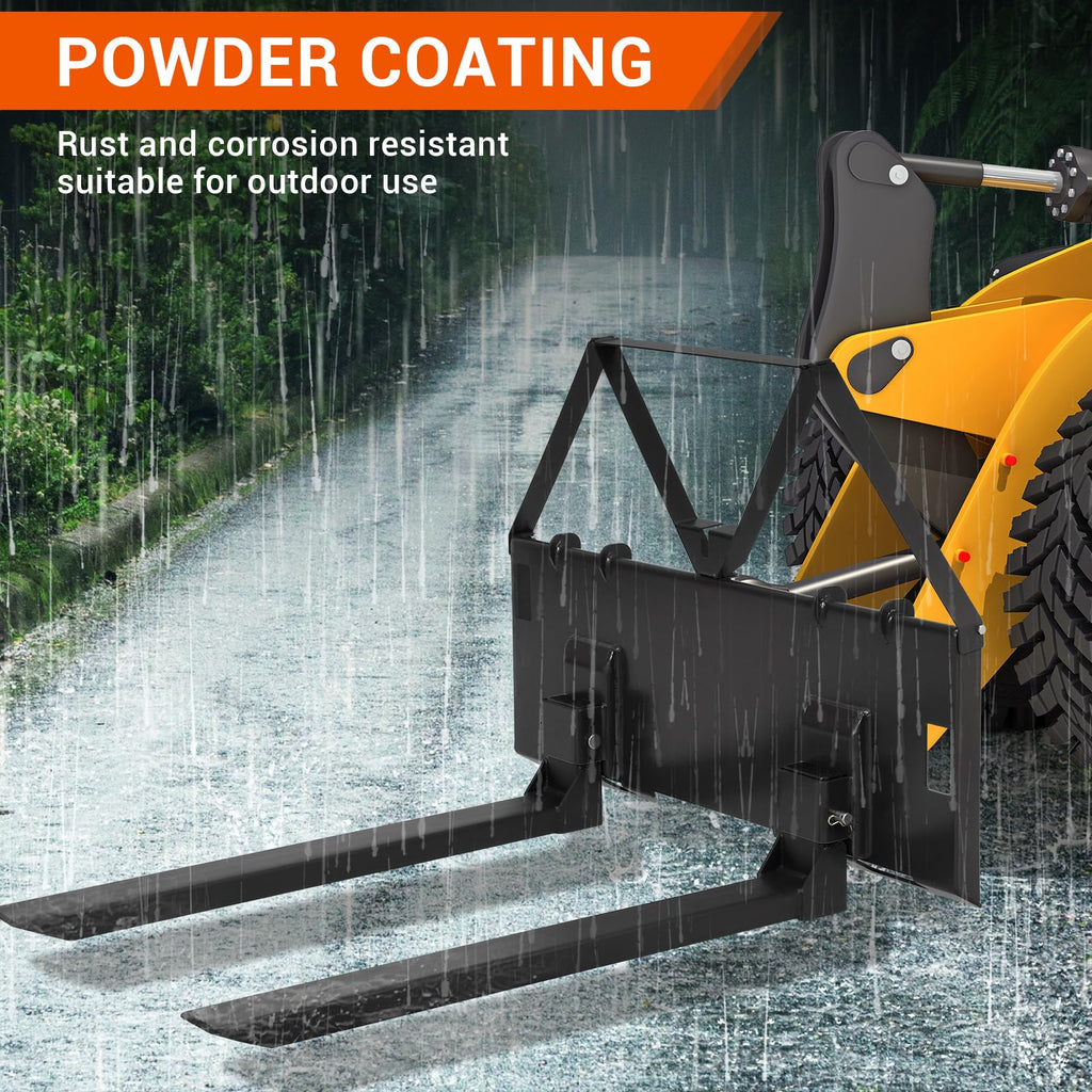 Garvee 46" Tractor Pallet Forks, 3200 lb Quick Attach Skid Steer Fork Attachment with 2" Receiver Hitch for Farms, Warehouses & Construction