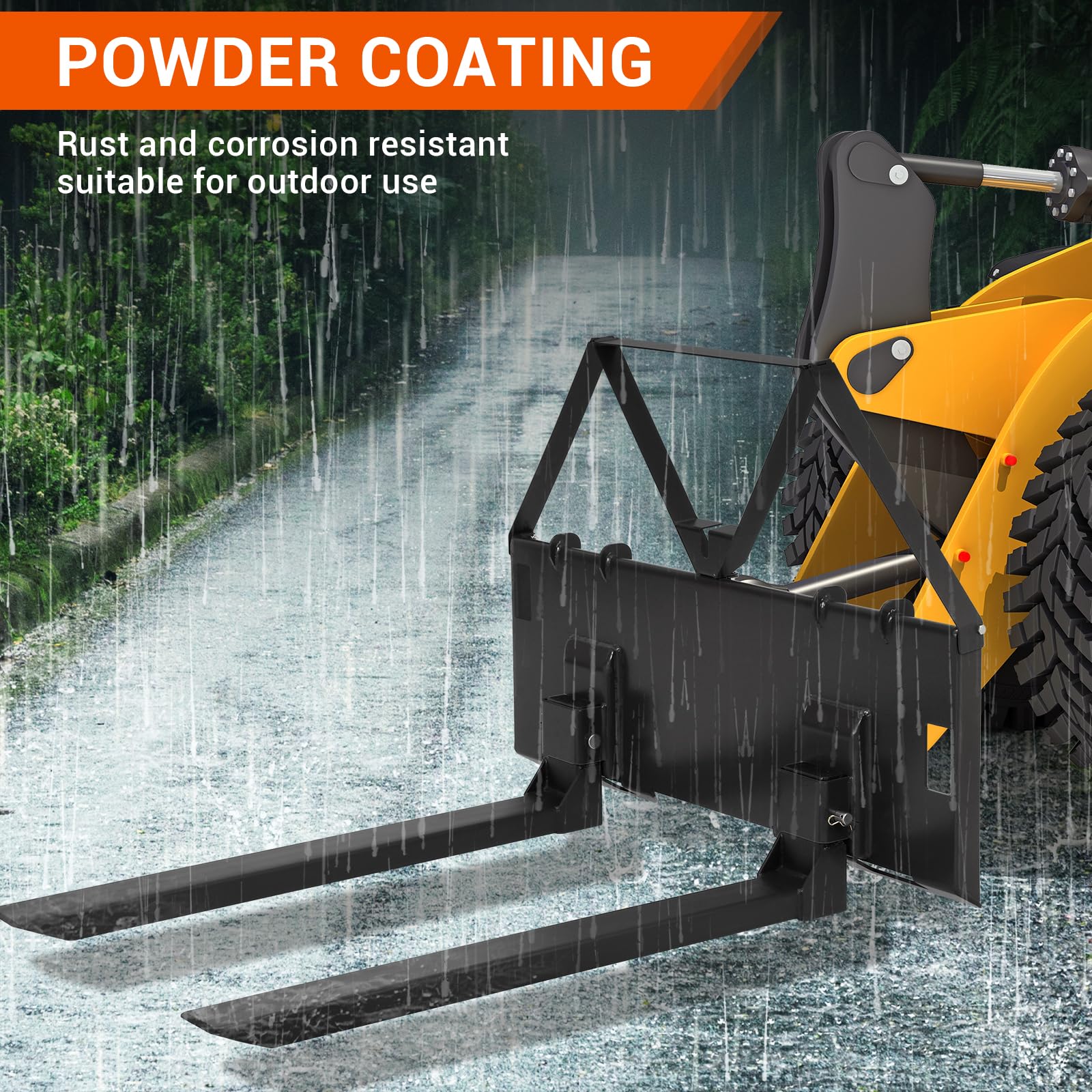 Garvee 46" Tractor Pallet Forks, 3200 lb Quick Attach Skid Steer Fork Attachment with 2" Receiver Hitch for Farms, Warehouses & Construction