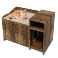 Garvee Cat Litter Box Enclosure Furniture Hidden Litter Box Cabinet Indoor Wooden Cat Washroom Side End Table with Storage Retro Color 33.9in L x 19.7in W x 24.2in H