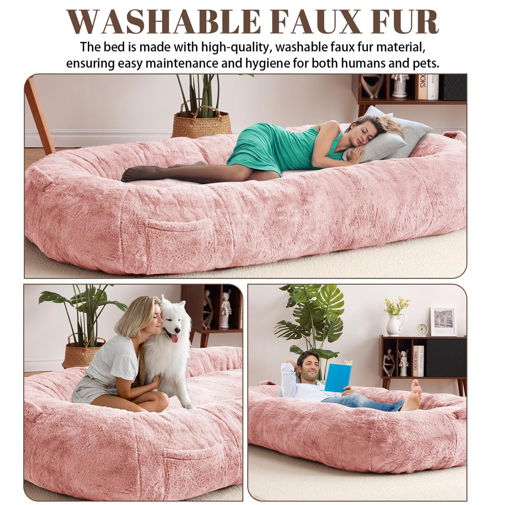 Garvee Giant Dog Bed for People, Washable & Plush Human Sized Dog Bed for Men and Women, Large Dog Bed Suitable for Adults, Anti-Slip Bean Bag for Large Dogs, Human-Sized Bed, 71"x43.3"x10"