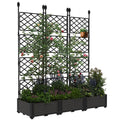 Garvee 3-Pack PP Planter Boxes with Trellis, 48.8" x 16.2" X 63" Modular Red & Privacy Screen, Black