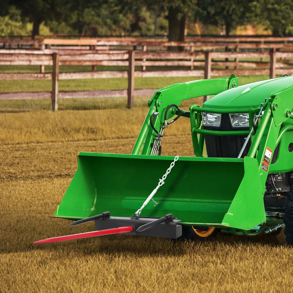 Garvee 49" Hay Spear,Bale Spear 4000lbs Loading Capacity Hay Spear Attachment Skid Steer Loader Tractor Bucket Attachment Quick Attach for Bobcat Tractors