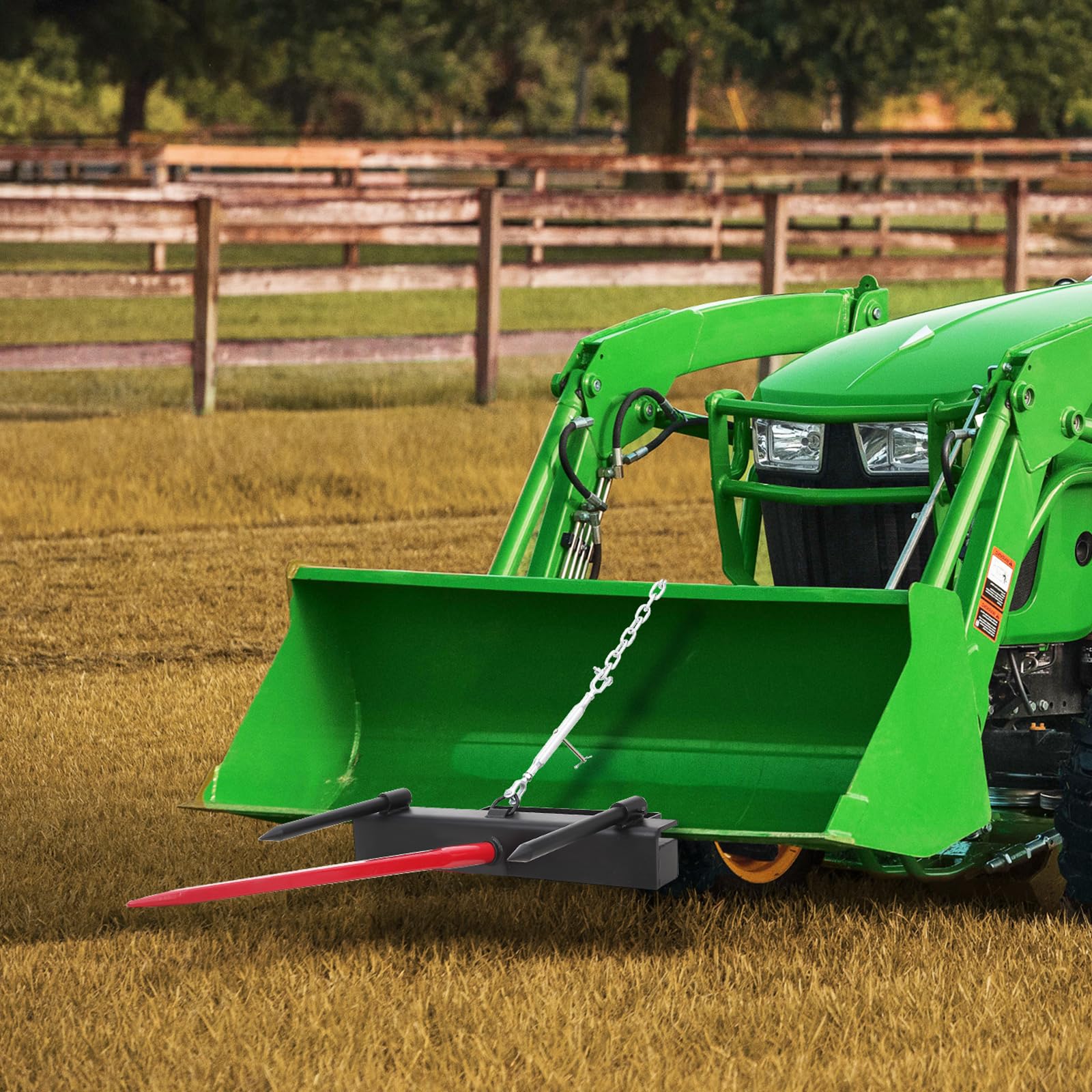 Garvee 39" Hay Spear,Bale Spear 4000lbs Loading Capacity Hay Spear Attachment Skid Steer Loader Tractor Bucket Attachment Quick Attach for Bobcat Tractors