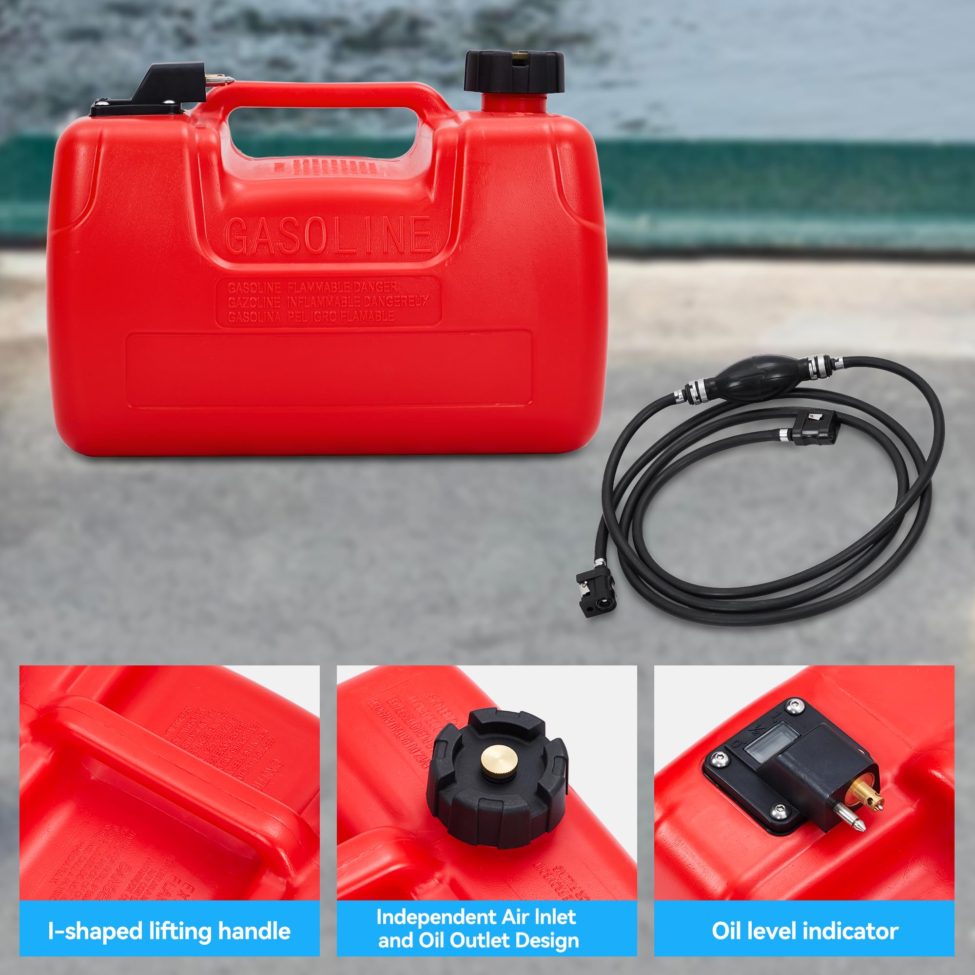 Garvee 3 Gallon Marine Fuel Tank Durable Fuel Storage for Vessels and Marine Use Efficient Safe Design, Red