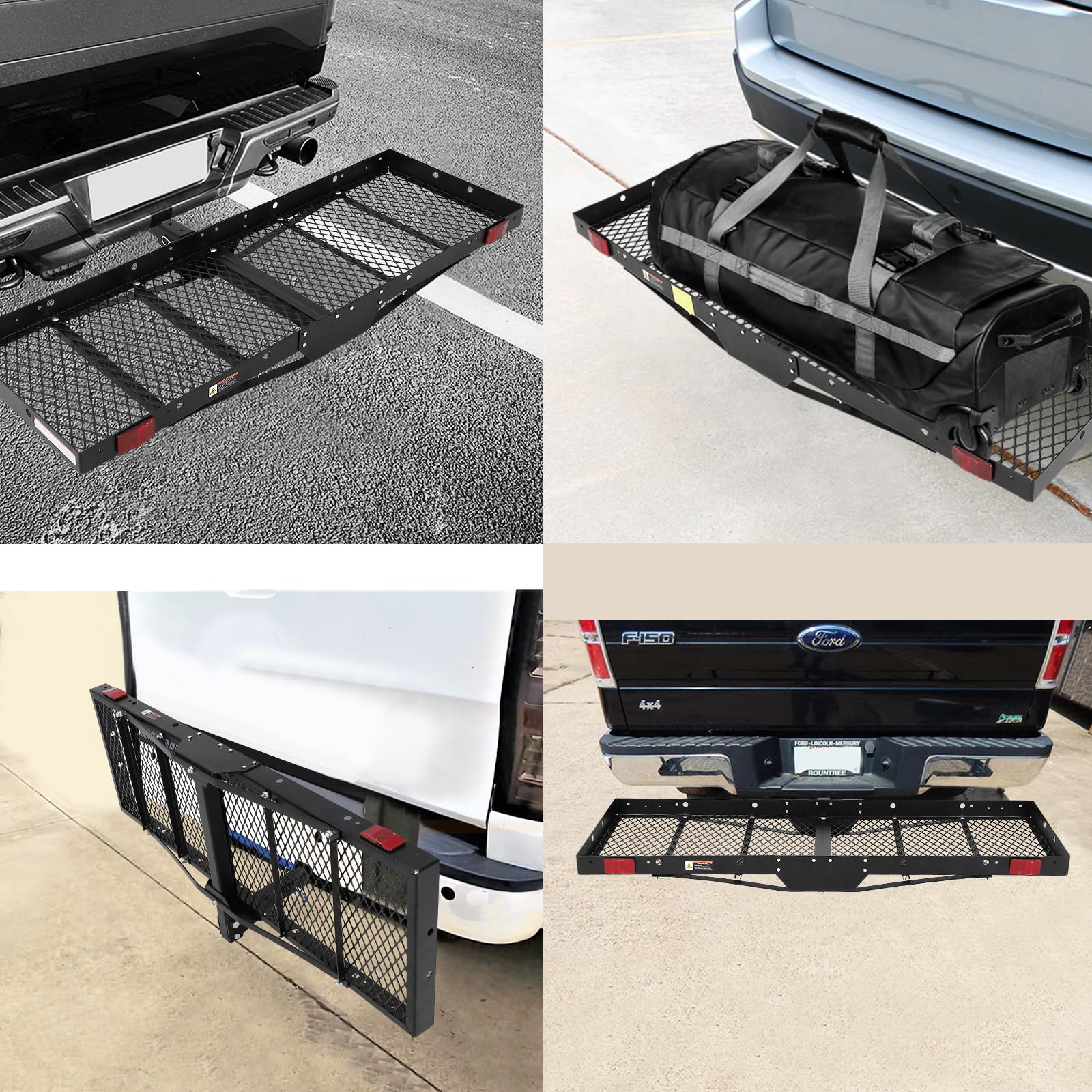 GARVEE 750 Lbs Hitch Mount Cargo Carrier Basket, 60" x 19" x 6" Rear Luggage Rack for 2" Receiver, Black Cargo Basket for Car Camping and Traveling