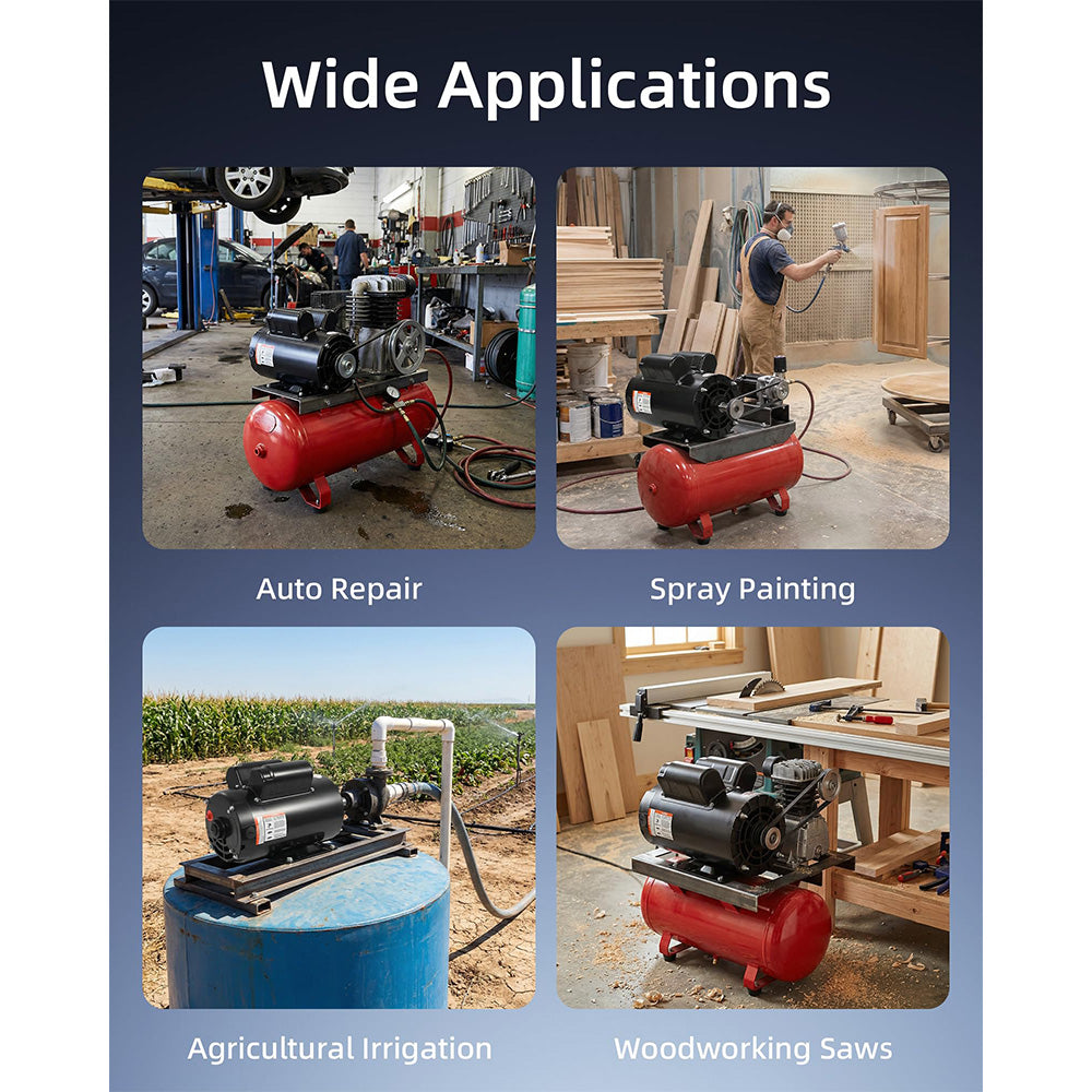 Garvee 5HP Air Compressor Motor - 56HZ Frame, 3450RPM Single-Phase Electric Motor with 5/8" Keyed Shaft, 1.88" Shaft Length, CCW/CW Rotation, 230V for Pumps & Machinery