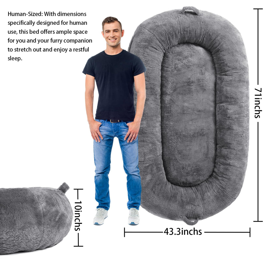Garvee Giant Dog Bed for People, Washable & Plush Human Sized Dog Bed for Men and Women, Large Dog Bed Suitable for Adults, Anti-Slip Bean Bag for Large Dogs, Human-Sized Bed, 71"x43.3"x10"