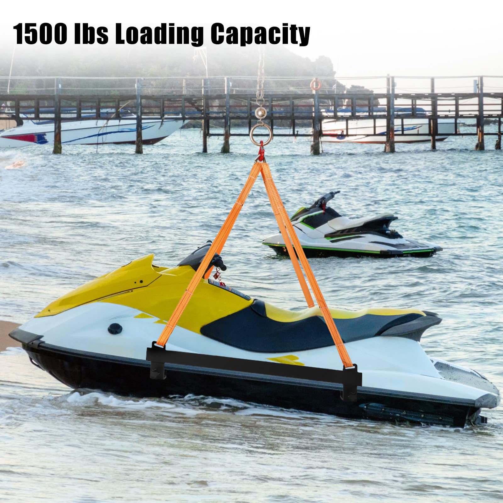 Garvee Watercraft Lift Sling 1500 LB Polyester Lifting Straps Jet Ski Lift Sling Personal Watercraft Black