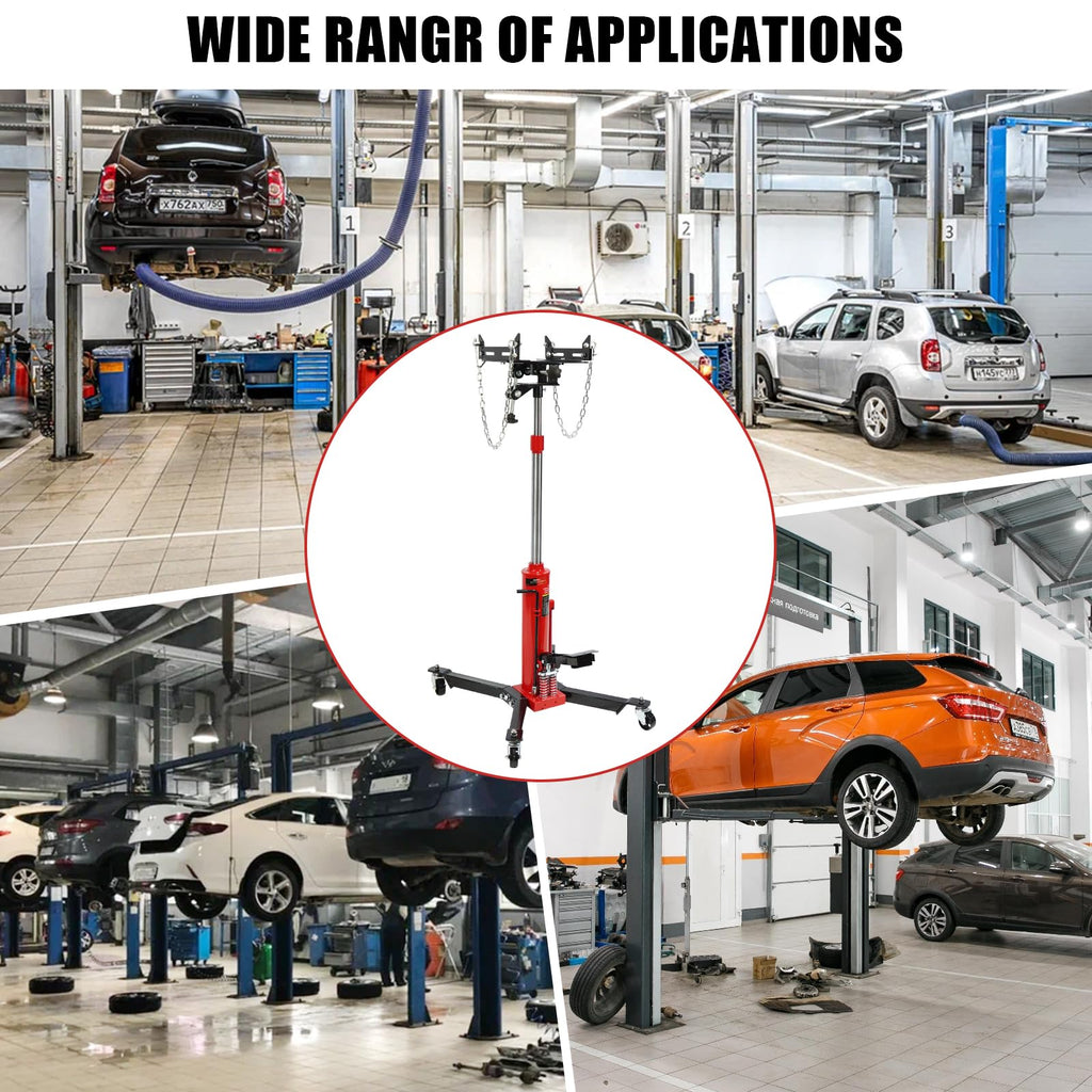 Garvee Transmission Jack 1100 LBS 2-Stage Hydraulic Telescopic Stand High-Grade Steel Precise Positioning Garage/Shop Lift Hoist