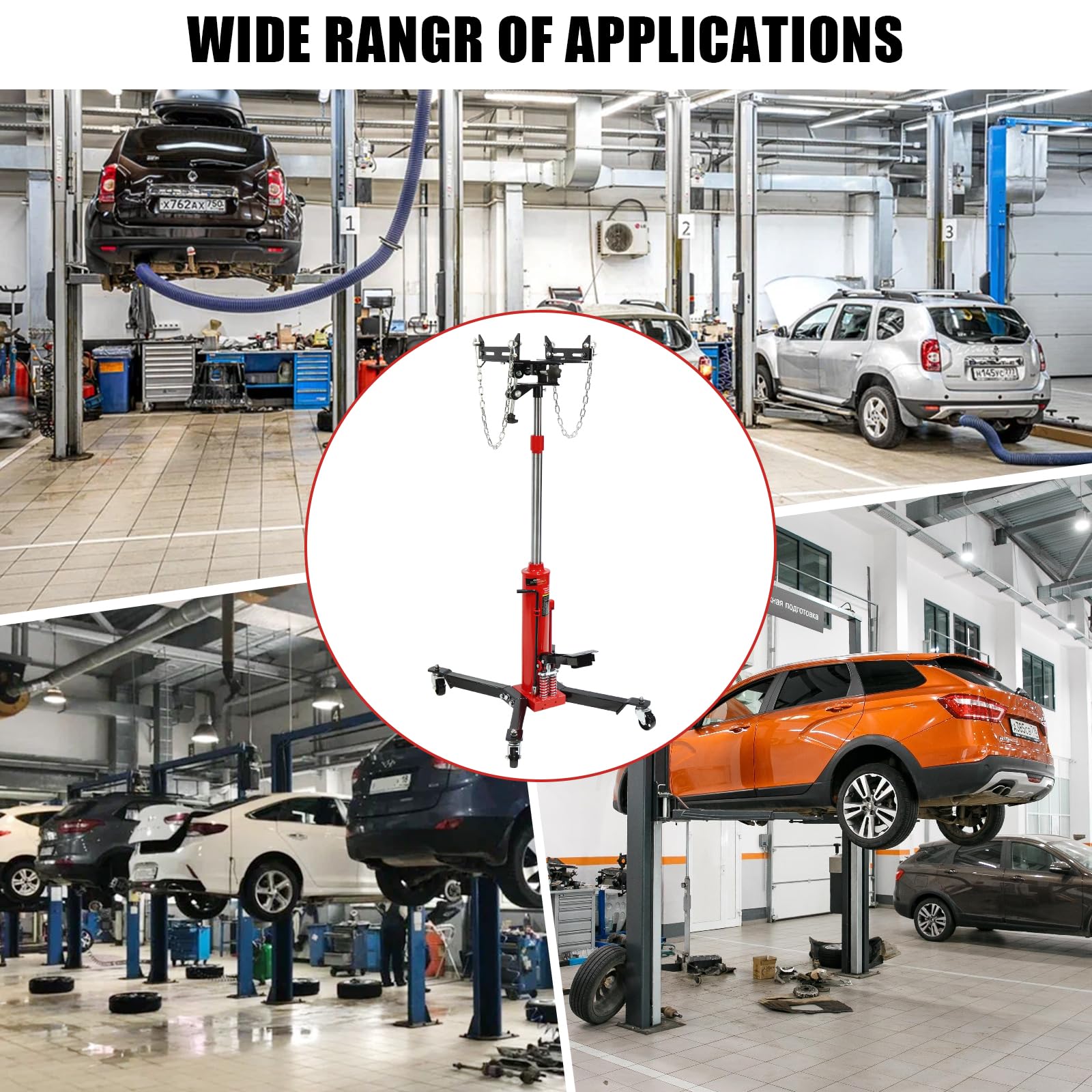 Garvee Transmission Jack 1100 LBS 2-Stage Hydraulic Telescopic Stand High-Grade Steel Precise Positioning Garage/Shop Lift Hoist