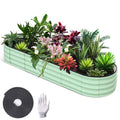 Garvee 8' X 2' X 1' Galvanized Raised Beds for Outdoor, Oval Raised Garden Bed with Open Base, Tool-Free Assembly Planter Raised Boxes for Outdoor Vegetables & Flowers, Green