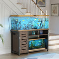 Garvee 55-75 Gallon Fish Tank Stand with Power Outlets, Heavy Duty Metal Aquarium Stand with Cabinet for Fish Tank Accessories Storage, Turtle/Reptile Terrariums