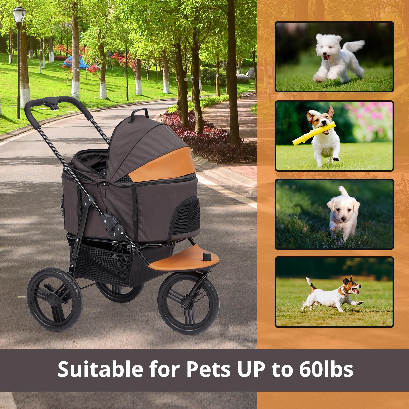 Garvee Multifunction Pet Travel System, Grey Orange, 3-in-1, Easy Fold