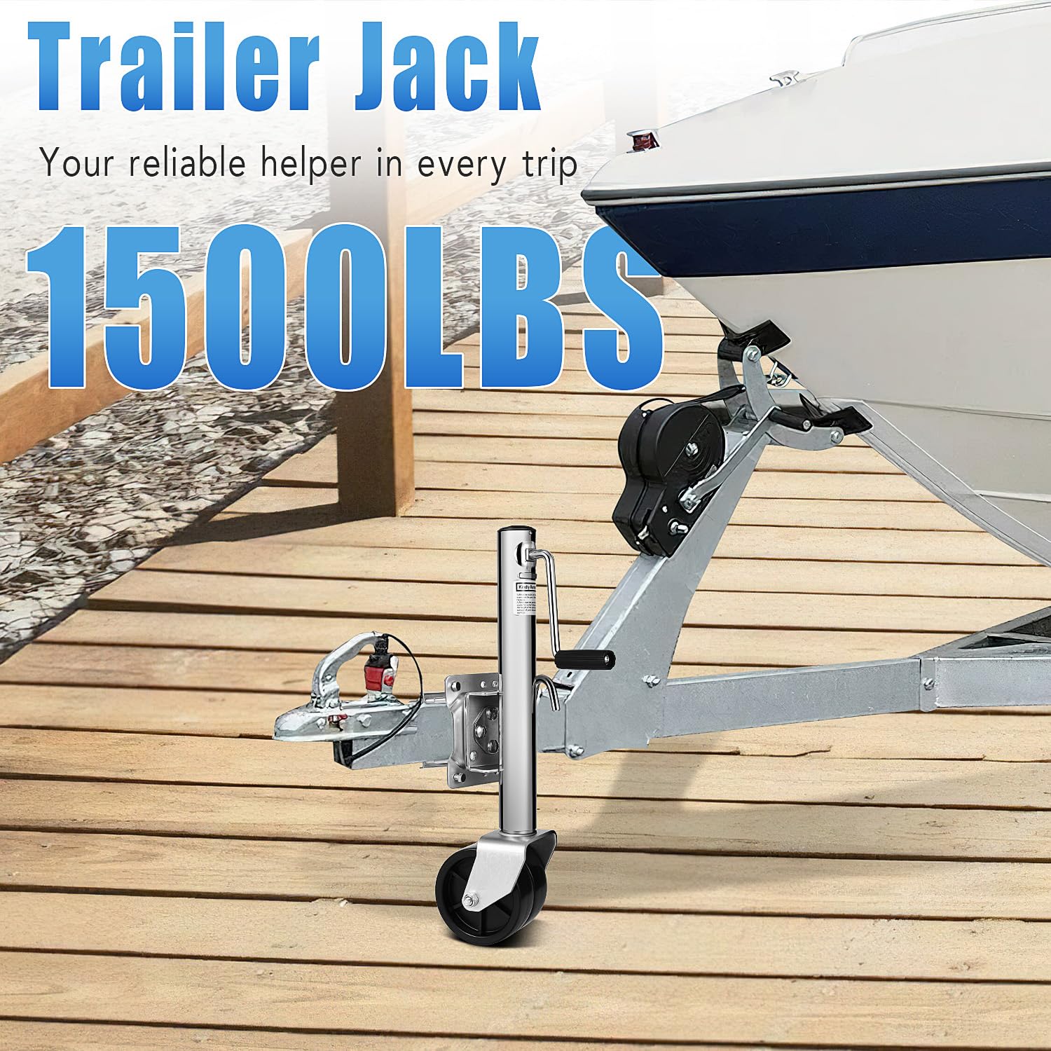 Garvee 1500 lbs Boat Trailer Jack with 6 Inch Dual Wheel, Heavy Duty Swivel Trailer Jack 13 inches Lift, Zinc-Plated Finish for Boat, RV, Trailer, Camper