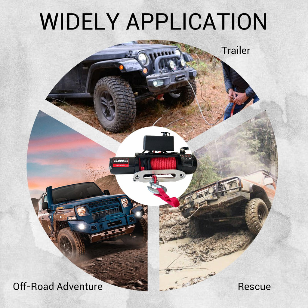 Garvee 10000 lbs 12V Electric Winch - IP67 Waterproof Off-Road Truck Winch with 85ft Synthetic Rope/Steel Cable, Wireless Remote, Heavy-Duty for Towing UTV, ATV, SUV, and 4x4 Vehicles