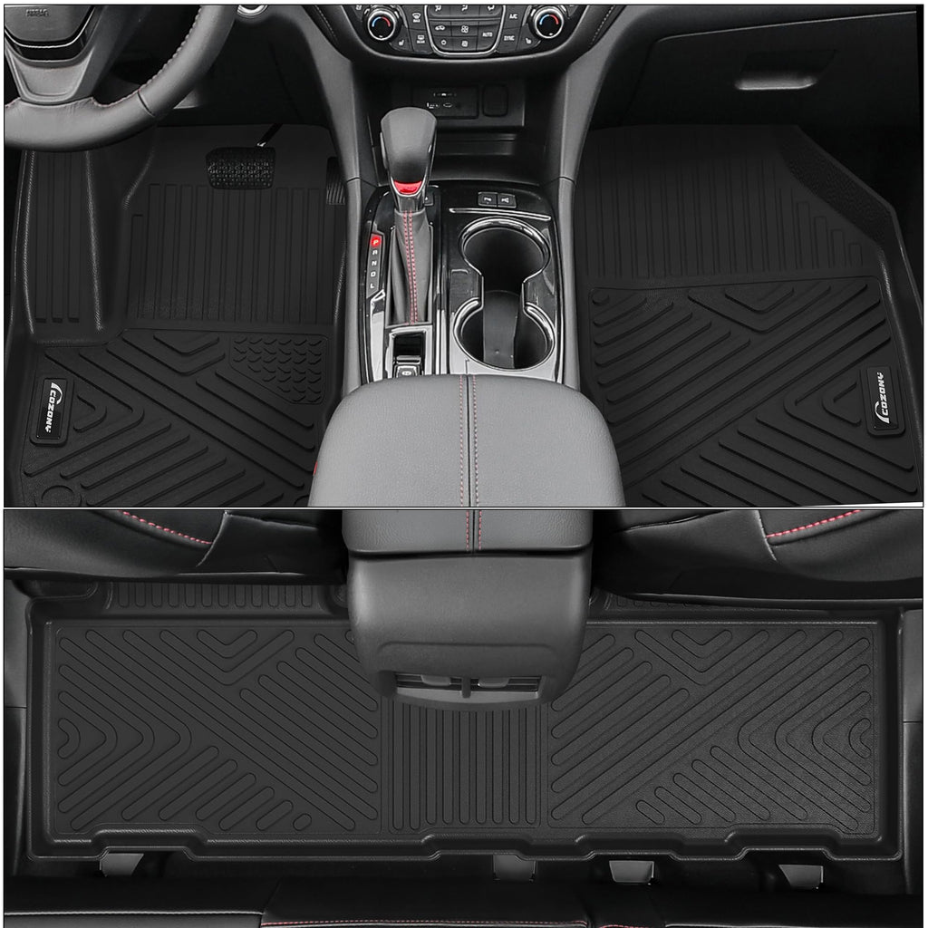 Garvee Custom Fit Floor Mats Compatible with 2018-2024 Chevrolet Equinox, Black TPE All-Weather Car Floor Liners, Front & Rear Row Set