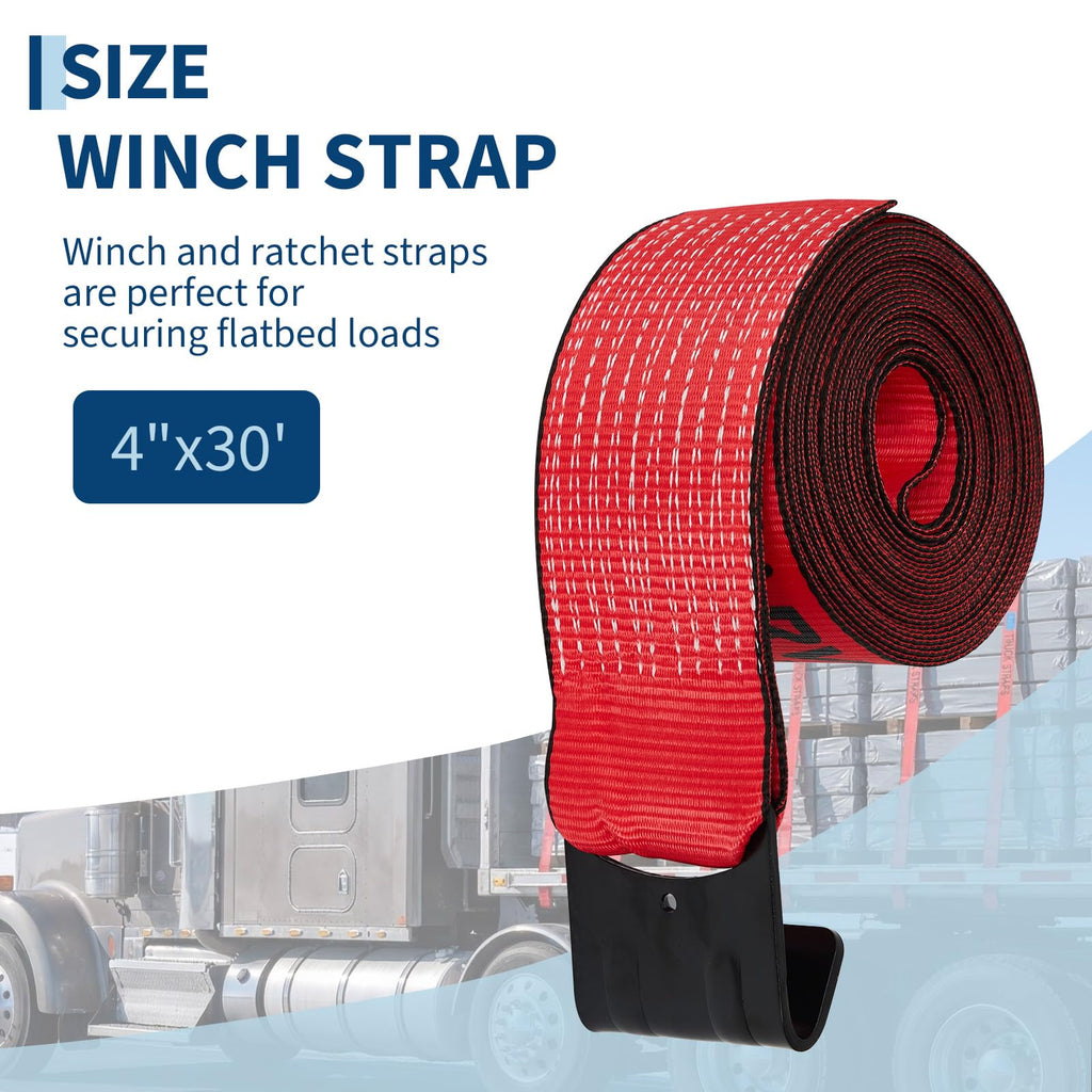 Garvee 4" x 30' Heavy Duty Truck Straps with Flat Hooks, Tie Down Cargo Straps, 6000 Lbs WLL, Yellow, 4 Pack for Flatbed Trucks Trailers Farms Towing Tree Saver