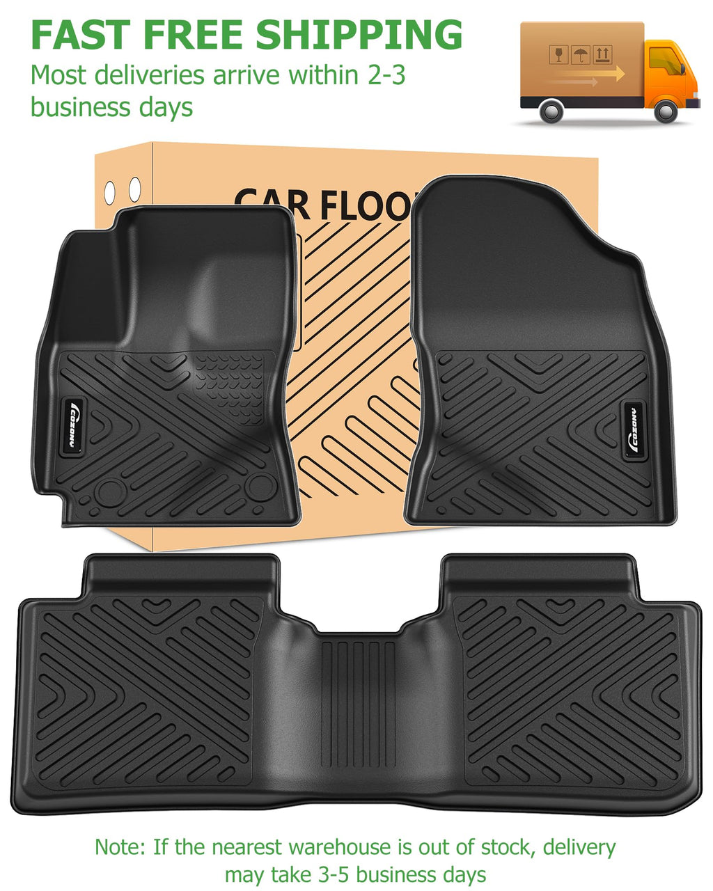 Garvee Floor Mats for Toyota Highlander 2014-2019, TPE All Weather Car Floor Liner Accessories, Front 1st 2nd 3rd Row, Black