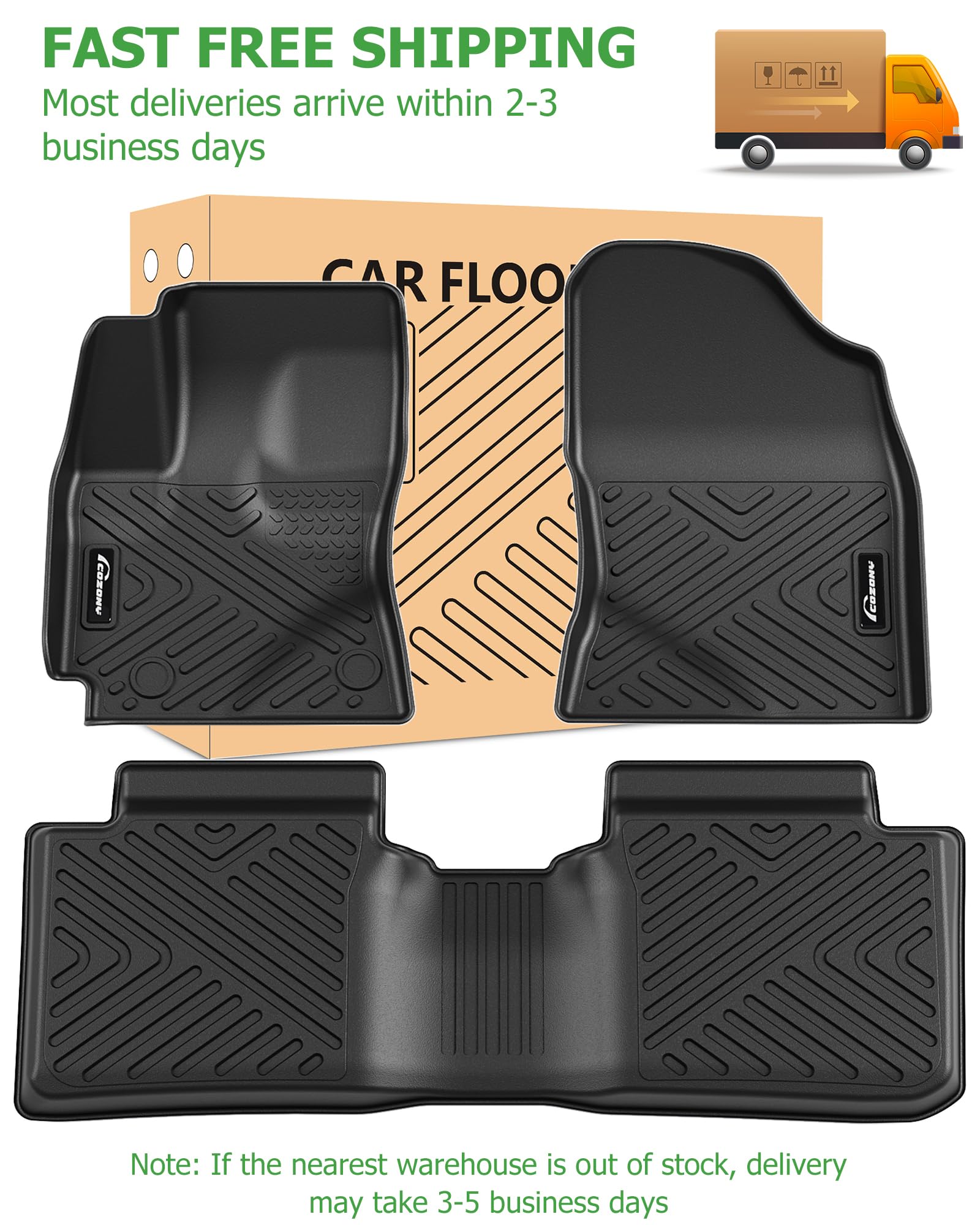 Garvee Floor Mats for Toyota Highlander 2014-2019, TPE All Weather Car Floor Liner Accessories, Front 1st 2nd 3rd Row, Black