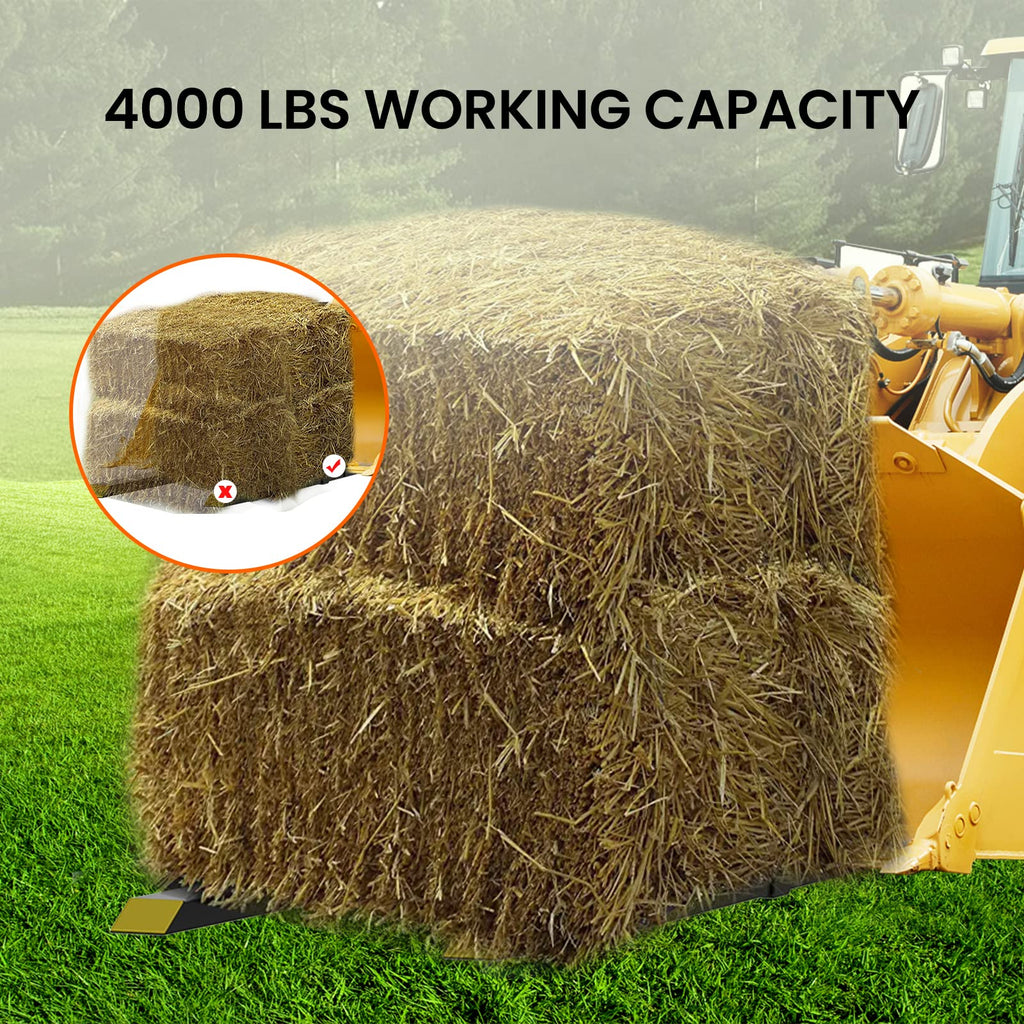 Garvee 60" Clamp-On Pallet Forks, 4000 lb Tractor Bucket Forks with Adjustable Stabilizer Bar for Loader, Skid Steer & Farm Use