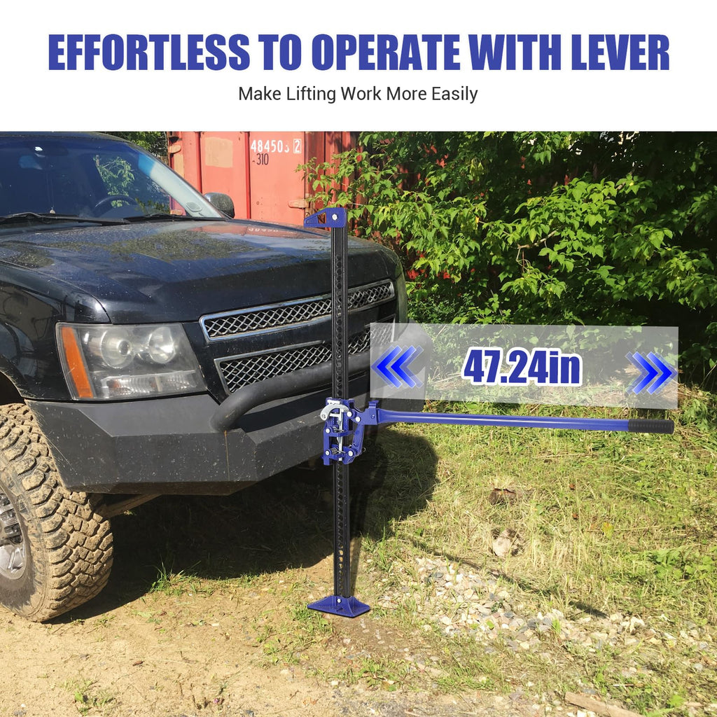 Garvee 3 Ton Farm Jack, 60" Heavy Duty Utility Jack, 6600lbs Capacity, Ratcheting Off-Road Jack for ATV, UTV, SUV, Truck, Tractor, Universal Use, Blue