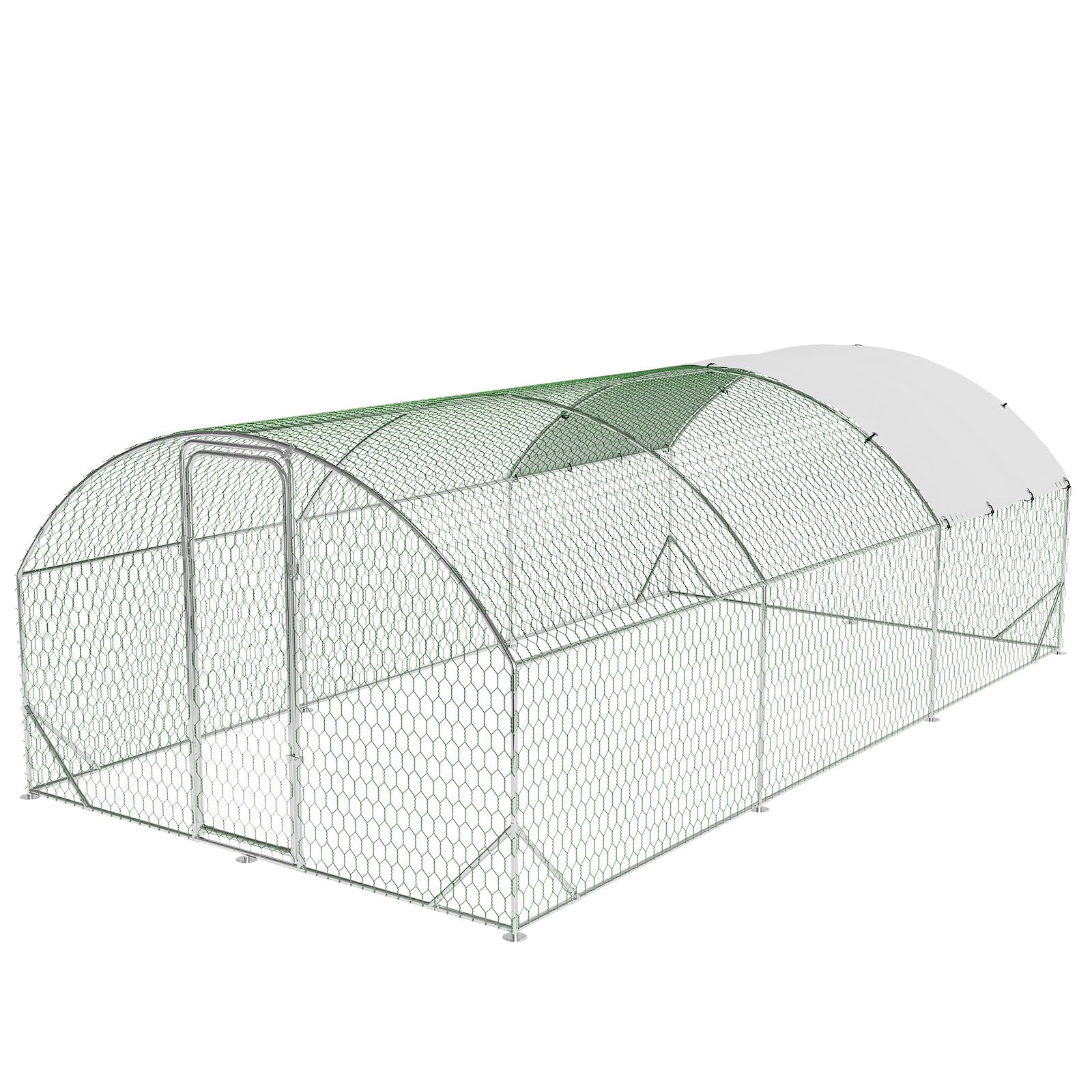 Garvee Large Metal Chicken Coop, Dome Shape Chicken Coop with Upgrade Tri-Supporting, Chicken Coop Run with Waterproof and Anti-UV Cover (19.7'L x 9.8'W x 6.6'H)
