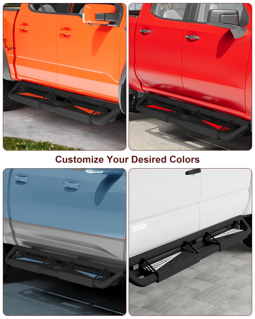 Garvee Steel Swing Bars Foot Pegs Compatible with Ford F-150 SuperCrew Cab, F-250 F-350 Super Duty 2015-2023, Durable, Easy Install, Off-Road Use