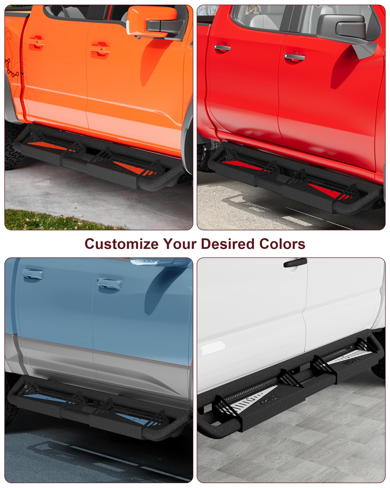 Garvee Steel Swing Bars Foot Pegs Compatible with Ford F-150 SuperCrew Cab, F-250 F-350 Super Duty 2015-2023, Durable, Easy Install, Off-Road Use