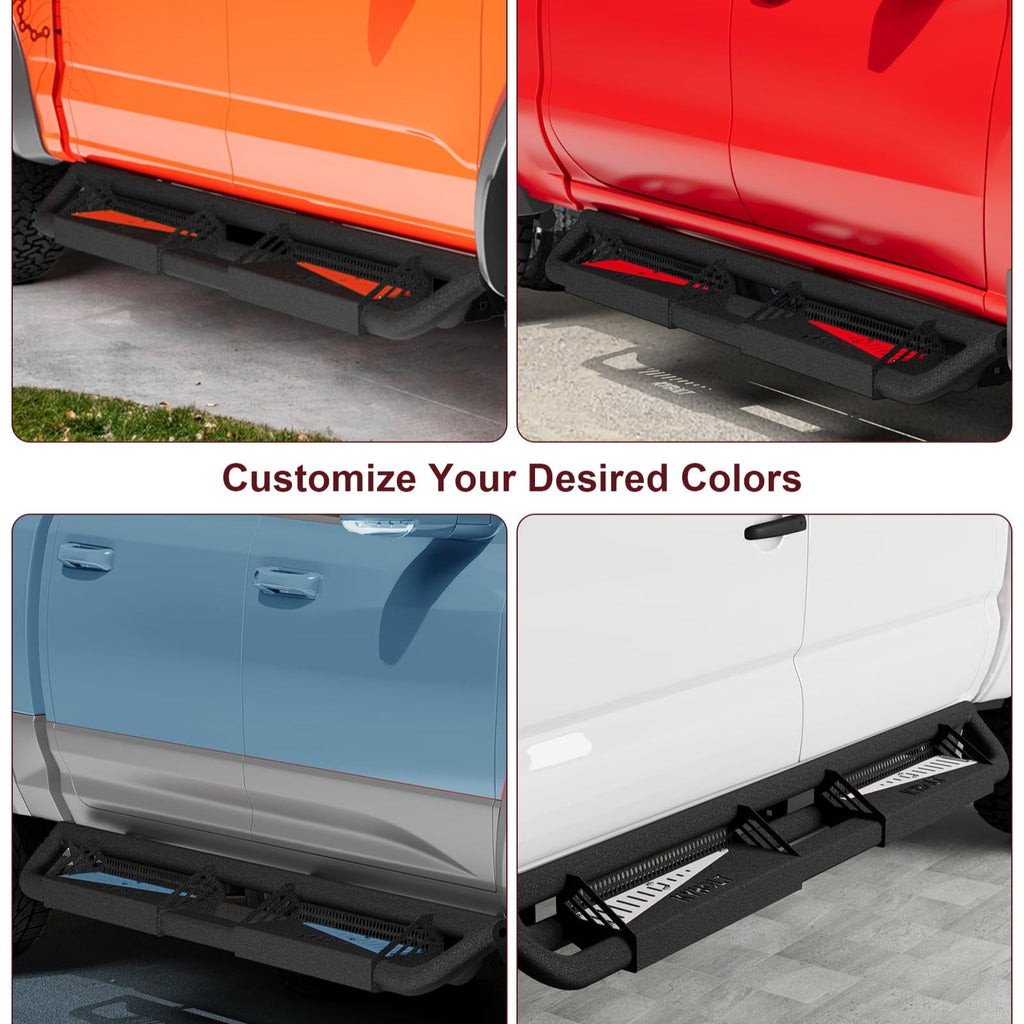 Garvee Running Boards Compatible with Dodge Ram 1500 Crew Cab 2019-2025 (New Body Only), Bolt-on Side Steps Nerf Bar for Ram 1500 2019 2020 2021 2022 2023 2024 2025，Red+Black