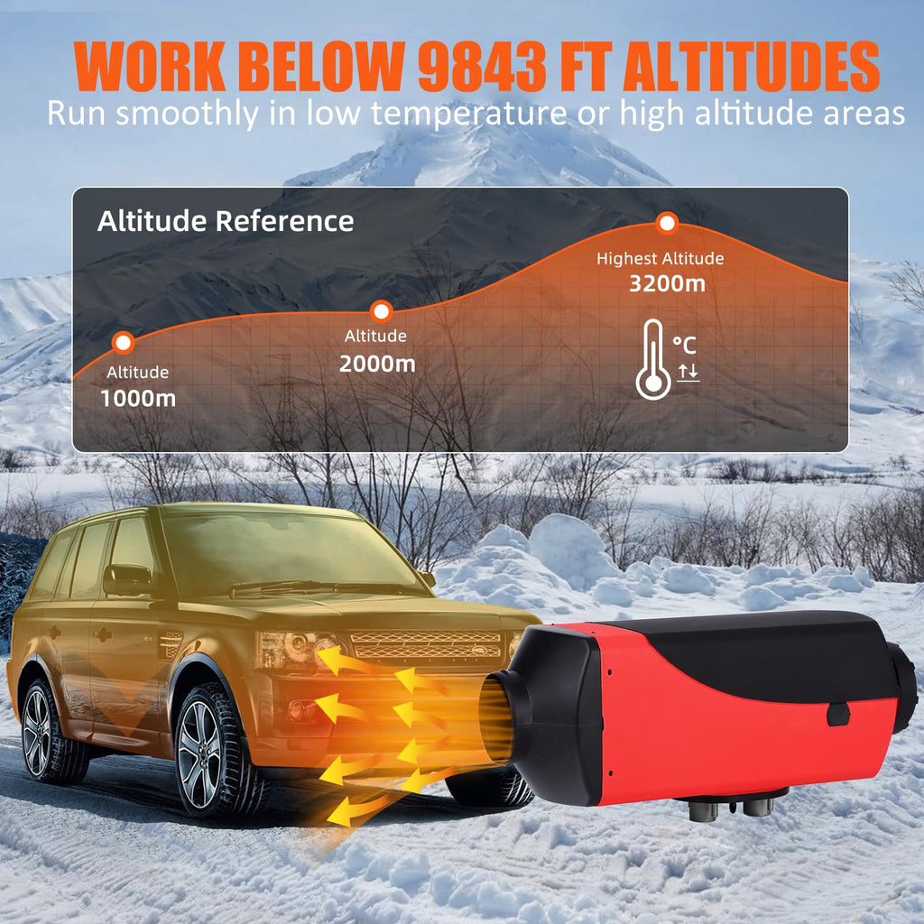 Garvee Diesel Air Heater 12V, 10L Tank, Diesel Heater 5KW, Muffler, Diesel Parking Heater with LCD Thermostat Monitor & Remote Control for Trucks, Trailer, Boat and Motor-Home