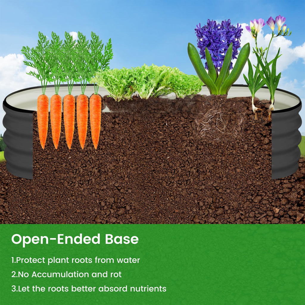 Garvee 2-Pack 4.5'x2'x1' Oval Galvanized Raised Garden Beds Open Base Metal Planters, Tool-Free Assembly, Large Outdoor Planter Boxes, Gray