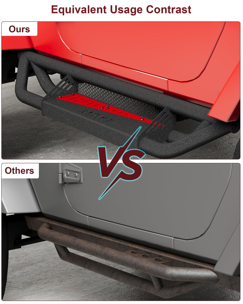 Garvee Running Boards Compatible with 2018-2024 Jeep Wrangler JL 4 Doors, Rocker Bars for Jeep Wrangler JL 2018 2019 2020 2021 2022 2023 2024,6 inch Steel Side Steps Nerf Bars for Jeep JL