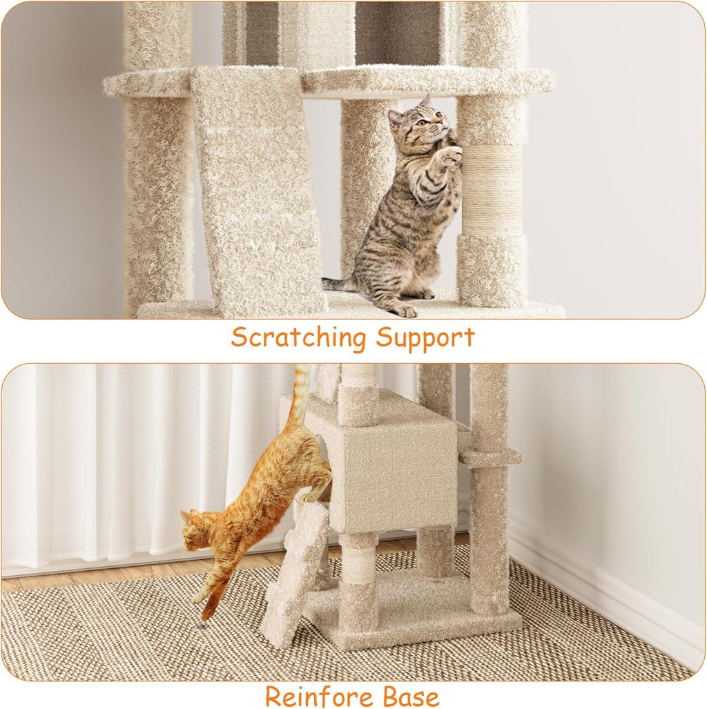 Garvee Cat Tree Tower, Multi-Level Cat Tower with Top Perch, Ladders, and Spacious Condo for Small and Large Cats