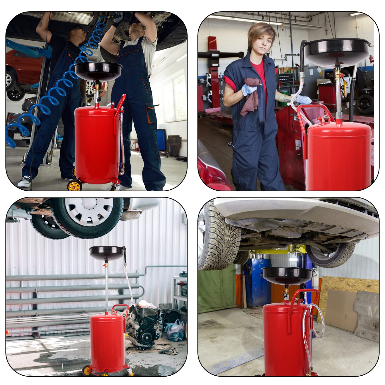 Garvee 20 Gal Upright Portable Oil Lift Drain with Pan & Funnel